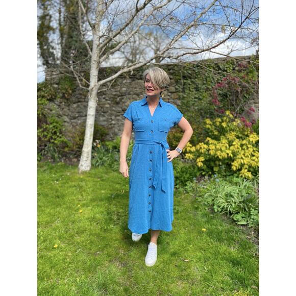 Boden Thomasina Jersey Midi Shirt Dress 6R 100% Cotton Collared Preppy Cottage - Picture 4 of 13